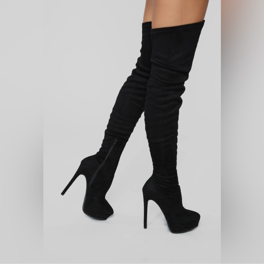 Fashion Nova Envious Much Faux Suede Thigh High Boots